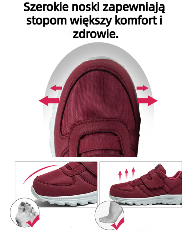 🔥Buty do chodzenia zaprojektowane specjalnie dla osób w średnim i starszym wieku ✅Wsparcie łuku stopy - koryguje różne problemy stóp ✅Wygodne i oddychające - podeszwa antypoślizgowa i amortyzująca wstrząsy - łatwe zakładanie i zdejmowanie