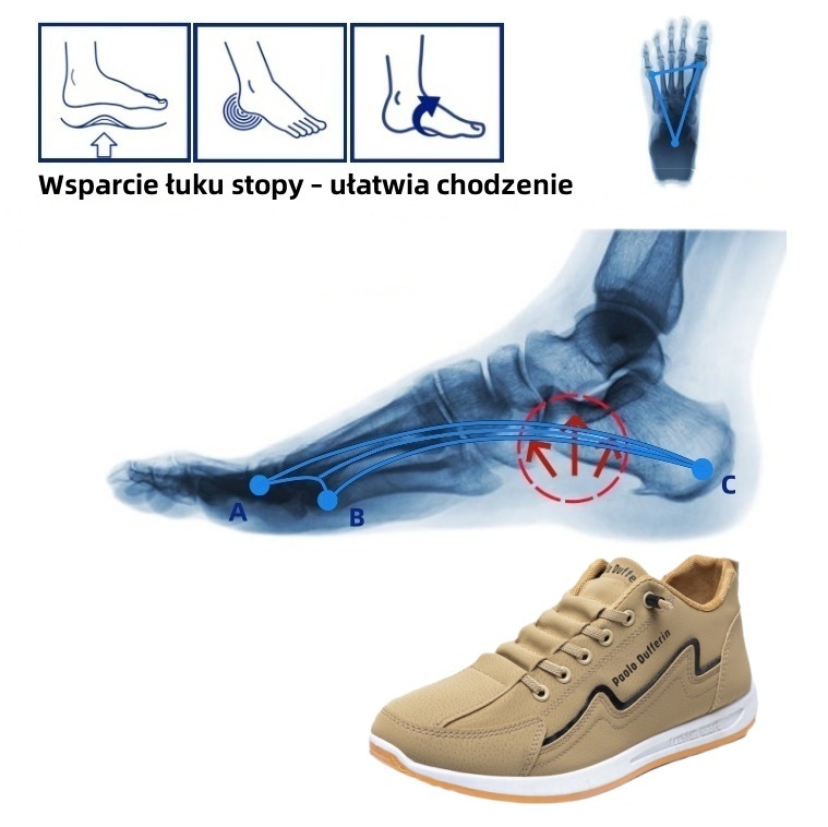 【🔥Dziś połowa ceny - nie przegap】 Ergonomicznie zaprojektowane buty ortopedyczne - konstrukcja z podparciem łuku stopy 👞Łatwo pozbądź się bólu stóp