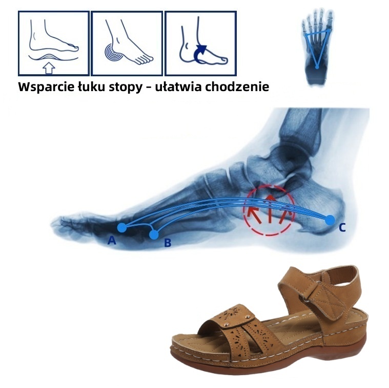 [🎁Dziś połowa ceny - nie przegap] Ergonomicznie zaprojektowane sandały ortopedyczne - bezbolesne chodzenie 👞 sprawiają, że chodzenie jest bardziej komfortowe