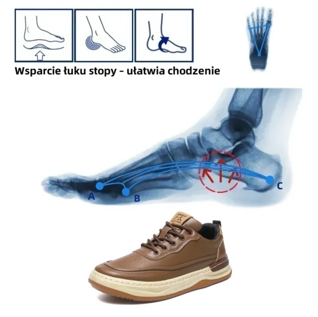 【🎁Oferta ograniczona czasowo】Buty ortopedyczne męskie👞 Wykonane z australijskiej skóry cielęcej 🐂Ekologiczna wkładka z pianki memory: Wygodne i bezbolesne chodzenie - Szyte ręcznie✅