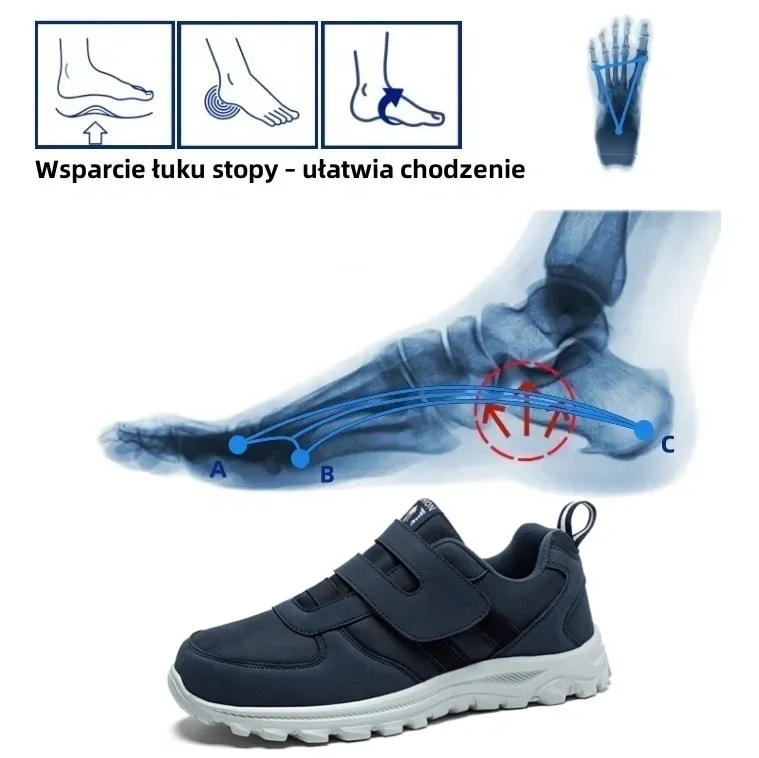 🔥Buty do chodzenia zaprojektowane specjalnie dla osób w średnim i starszym wieku ✅Wsparcie łuku stopy - koryguje różne problemy stóp ✅Wygodne i oddychające - podeszwa antypoślizgowa i amortyzująca wstrząsy - łatwe zakładanie i zdejmowanie