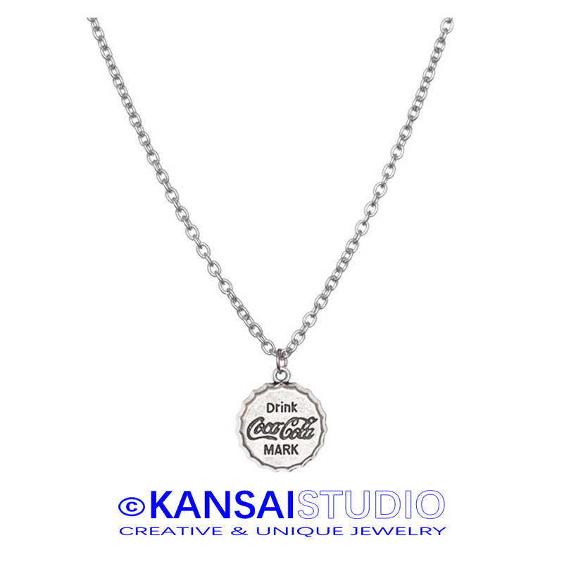 Vintage Bottle Cap Pendant Necklace for Men and Women Retro Streetwear Chain Couple Jewelry Gift