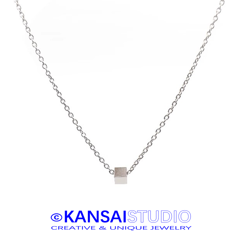 Minimalist Square Pendant Necklace for Men and Women Stainless Steel Chain Streetwear Jewelry Celebrity Style Gift