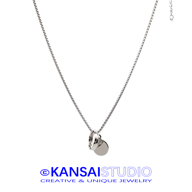 Ring Pendant Necklace for Men and Women Minimalist Stainless Steel Circle Charm Chain Streetwear Hip Hop Jewelry Gift