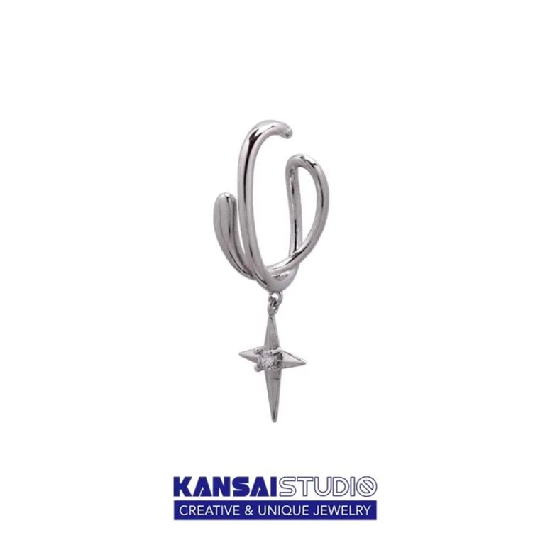 Minimalist Star Drop Hoop Earrings in Silver for Y2K and Everyday Wear