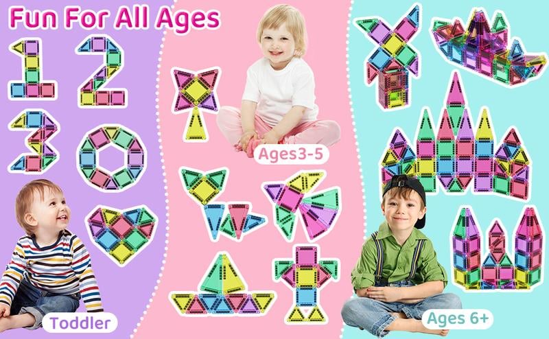 Hotfree 迷你磁性积木 40 件 - 蒙特梭利教育磁铁旅行建筑套装,带铁质收纳盒、飞机活动玩具、适合 3-8 岁男孩和女孩的幼儿生日礼物