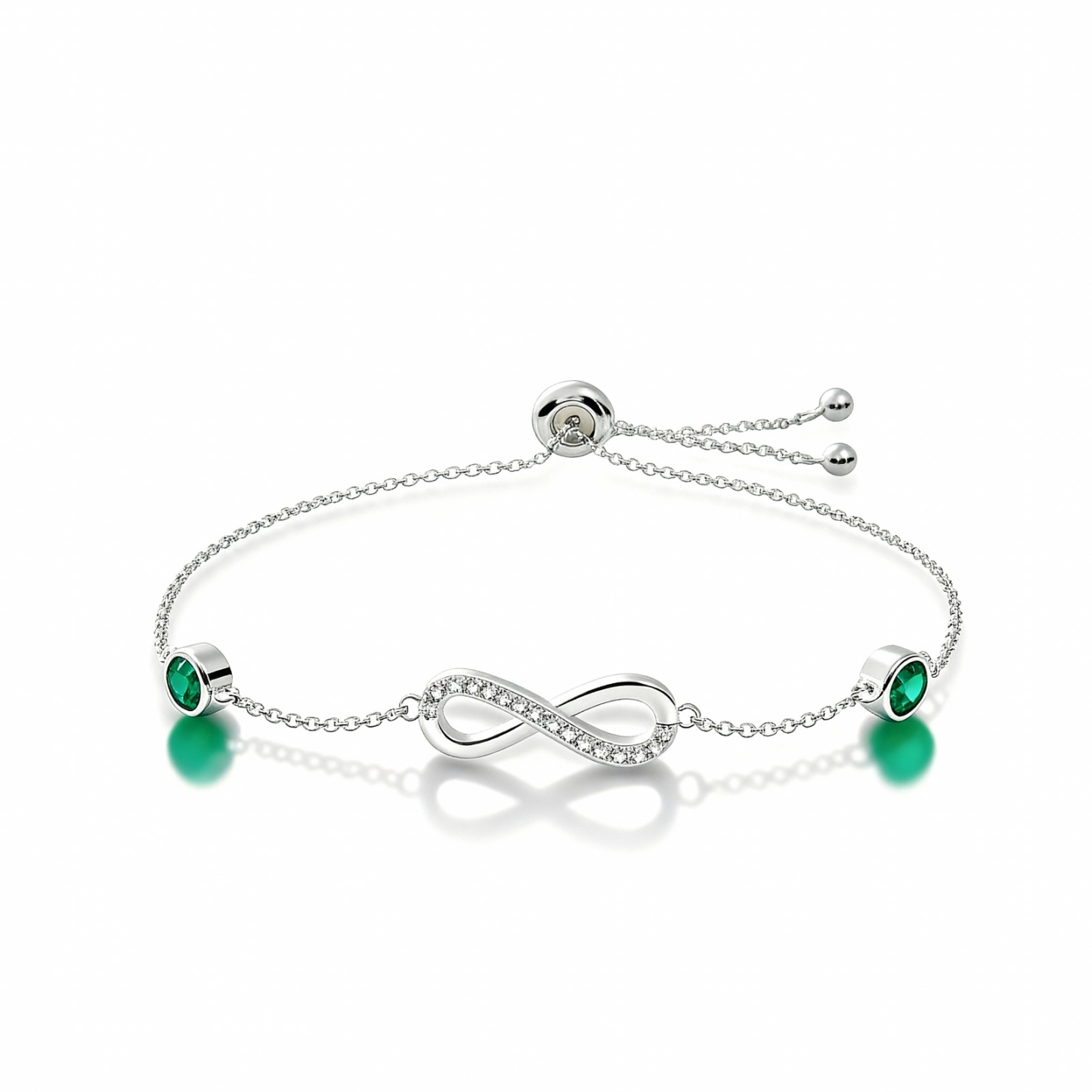 S925 Sterling Silver Birthstone Infinity Charm Bracelet