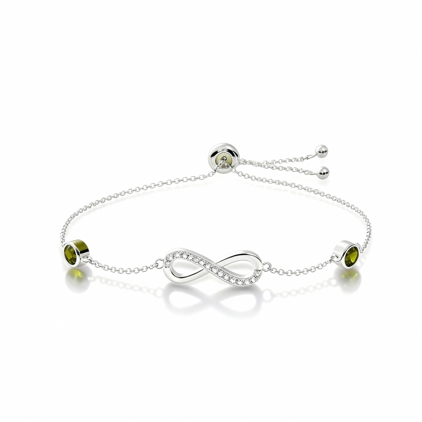 S925 Sterling Silver Birthstone Infinity Charm Bracelet