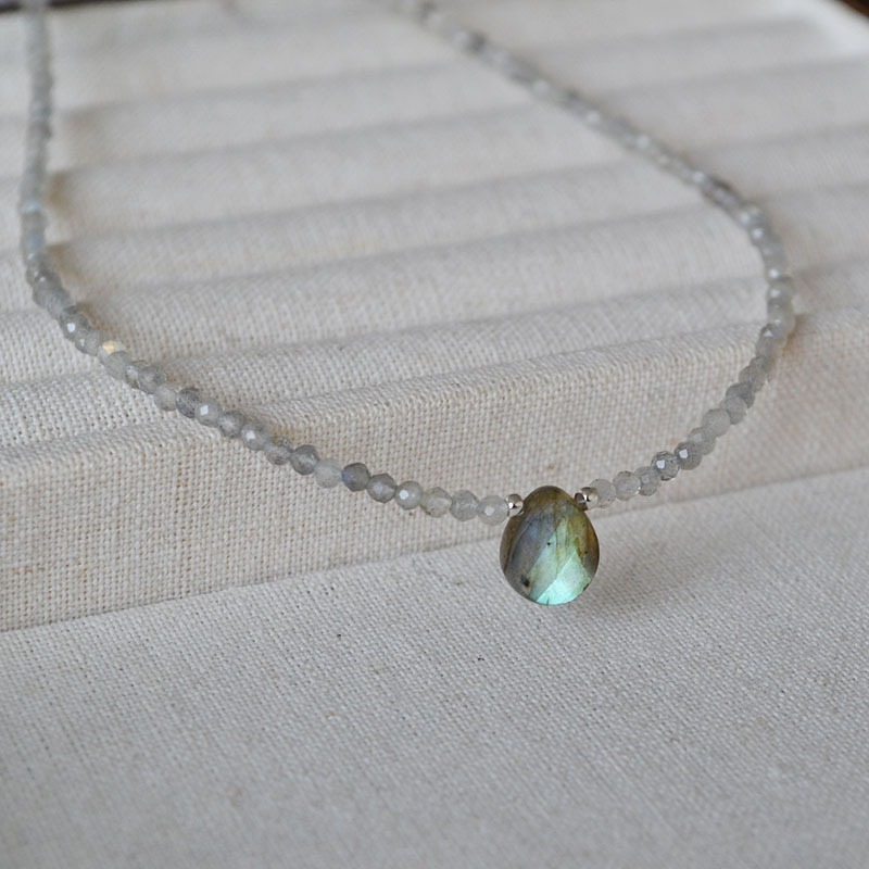 Beaded Teardrop Pendant Necklace