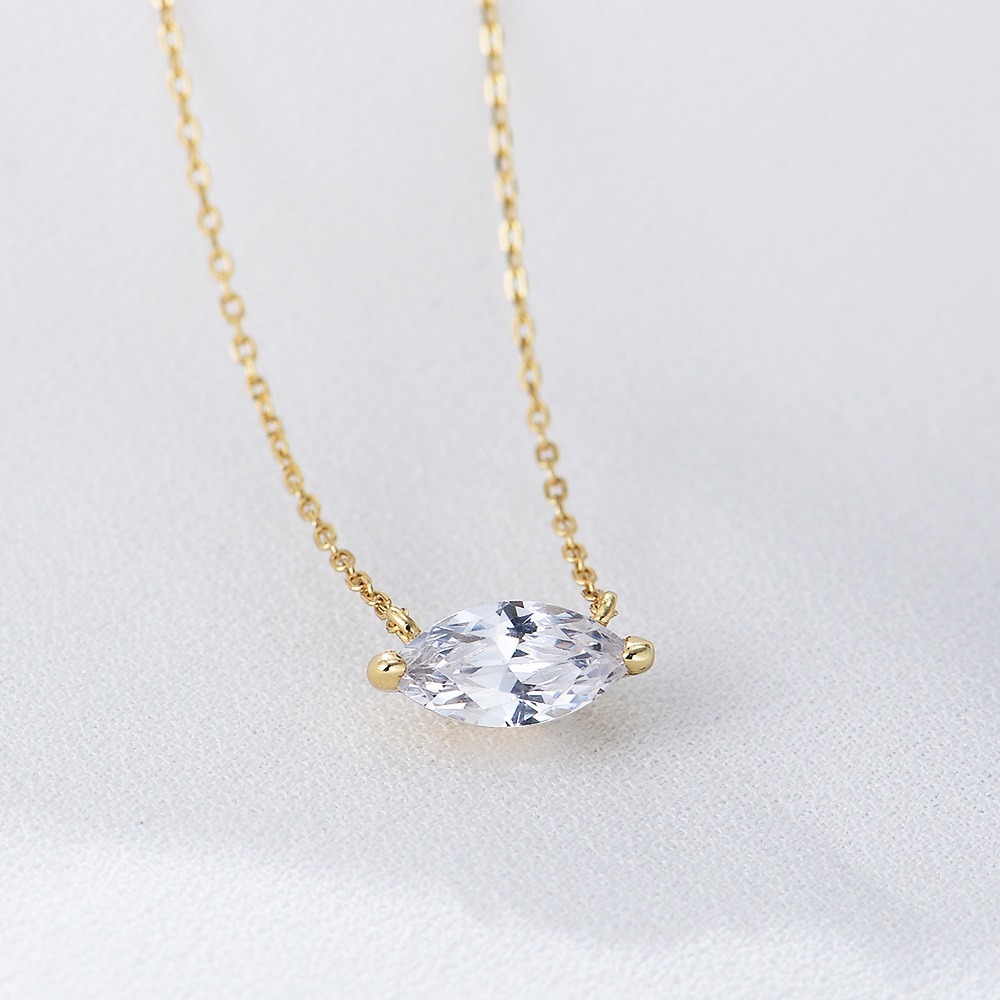 Sterling Silver Marquise shape Pendant Necklace