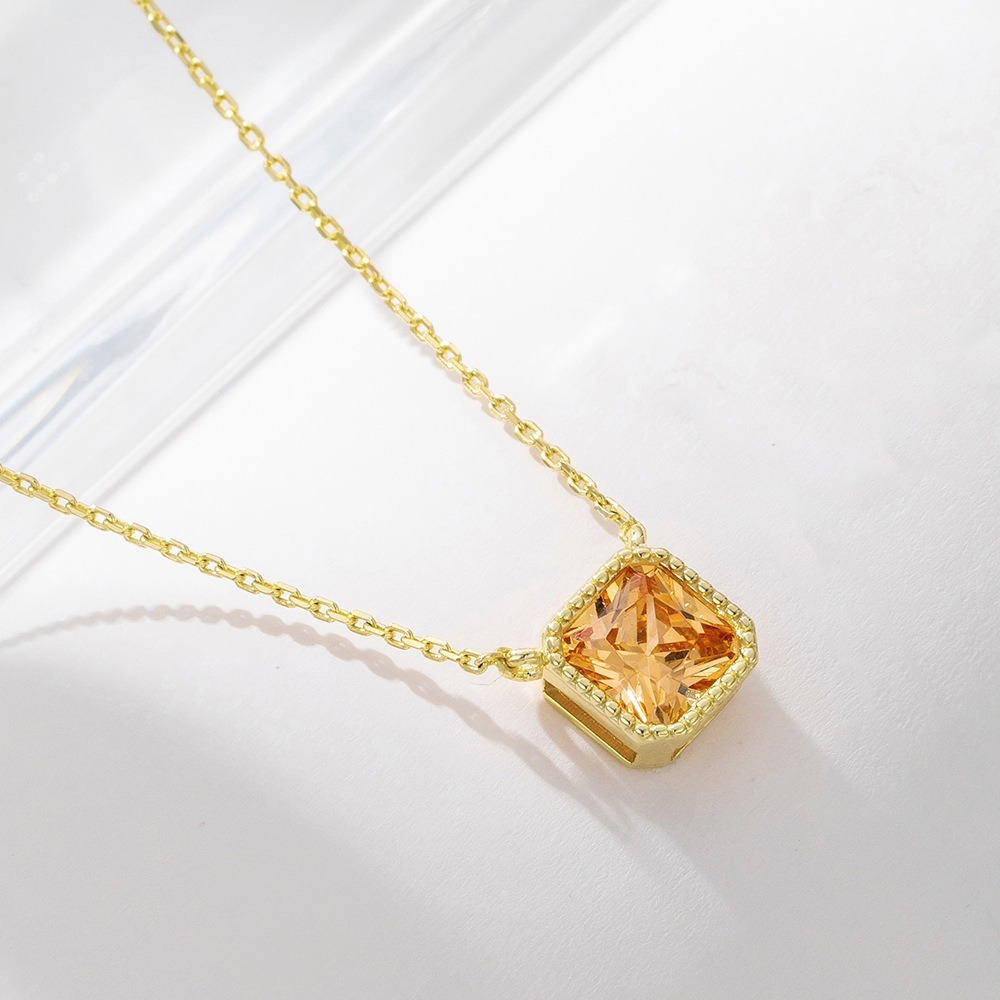 Sterling Silver Champagne Sugar Cube Pendant Necklace