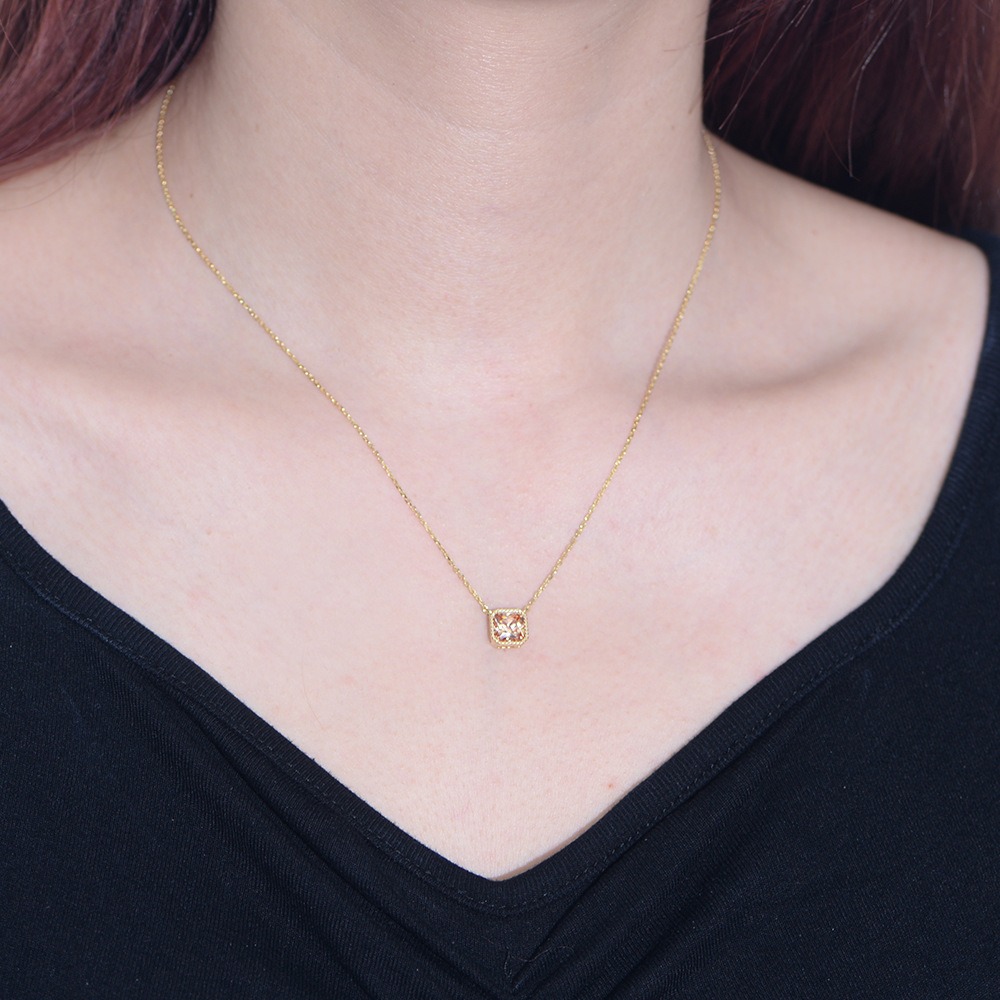 Sterling Silver Champagne Sugar Cube Pendant Necklace