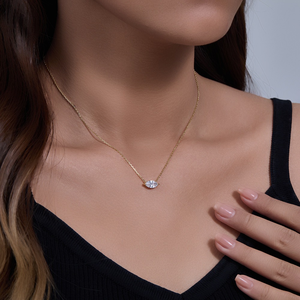 Sterling Silver Marquise shape Pendant Necklace