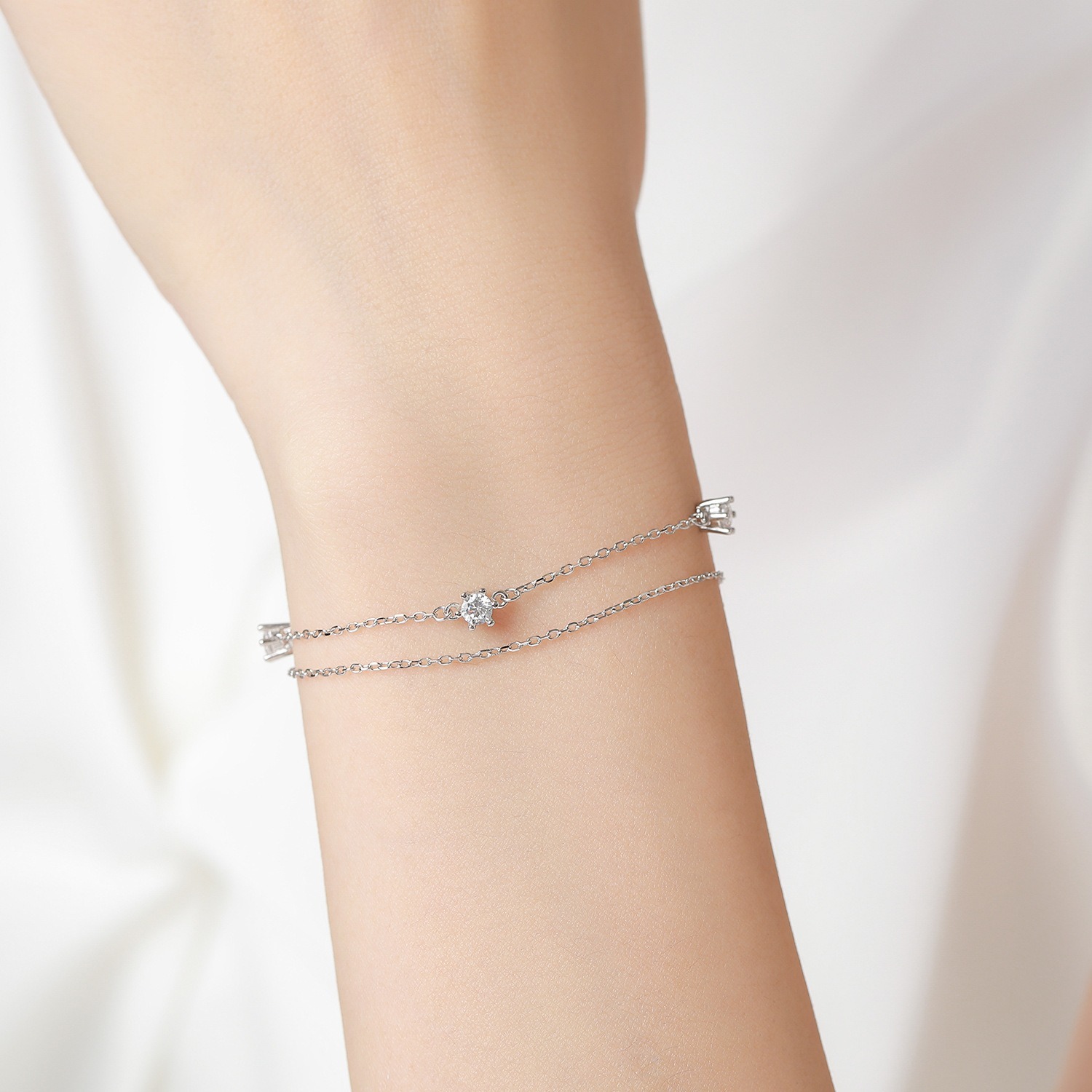 Light luxury diamond inlaid double-layer bracelet