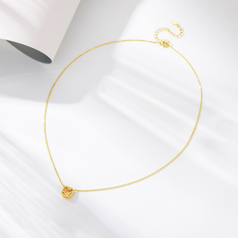 Sterling Silver Champagne Sugar Cube Pendant Necklace