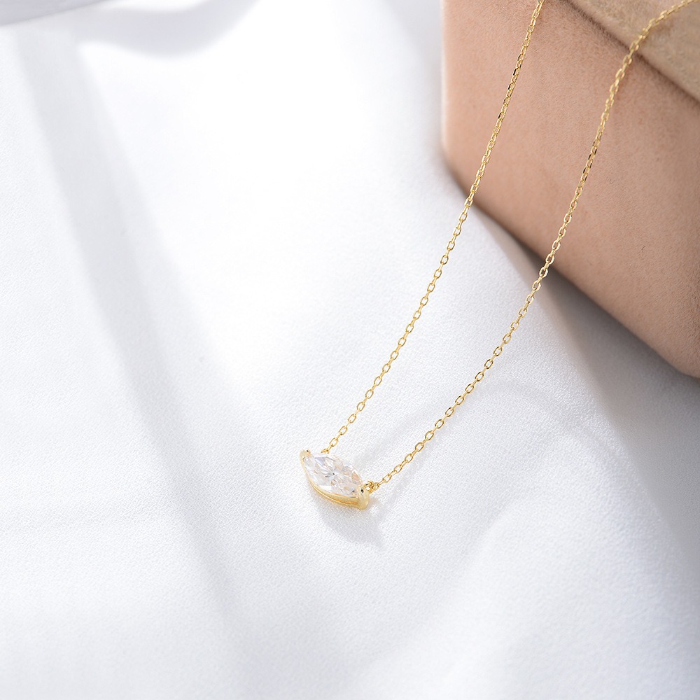 Sterling Silver Marquise shape Pendant Necklace