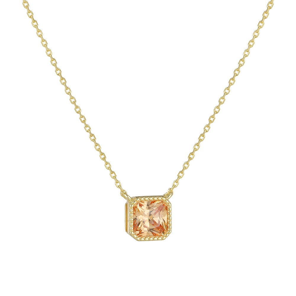 Sterling Silver Champagne Sugar Cube Pendant Necklace
