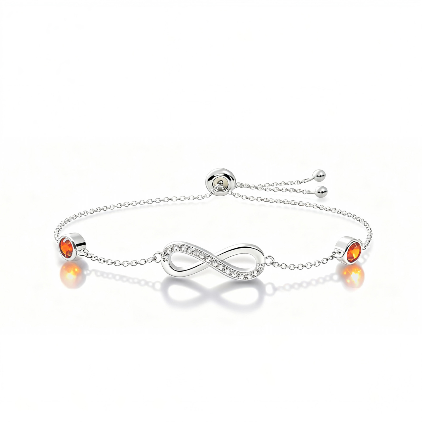 S925 Sterling Silver Birthstone Infinity Charm Bracelet