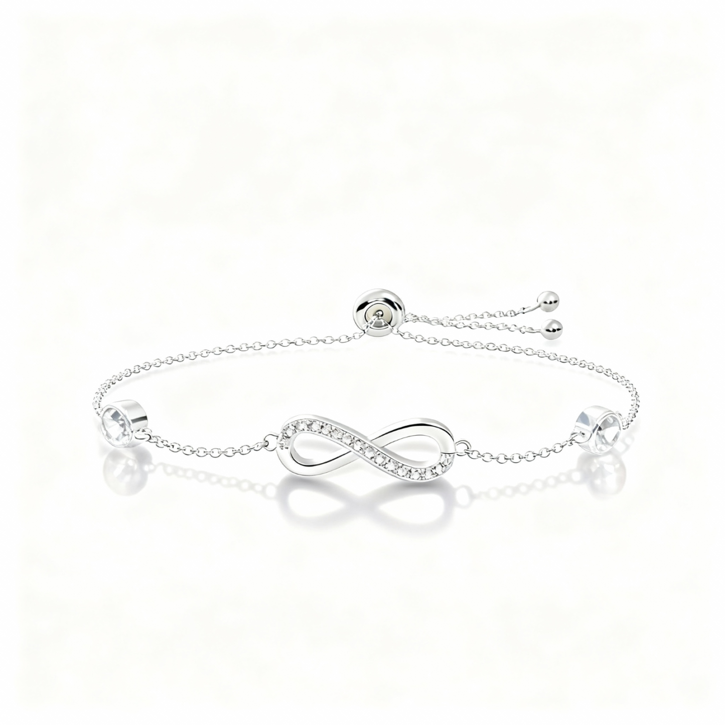 S925 Sterling Silver Birthstone Infinity Charm Bracelet