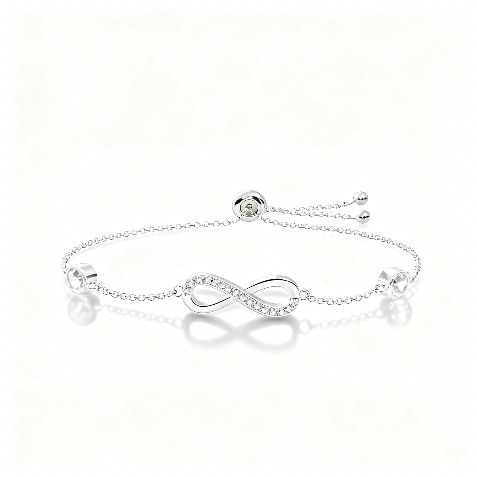 S925 Sterling Silver Birthstone Infinity Charm Bracelet
