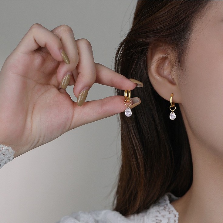 Sterling Silver Teardrop CZ Earrings