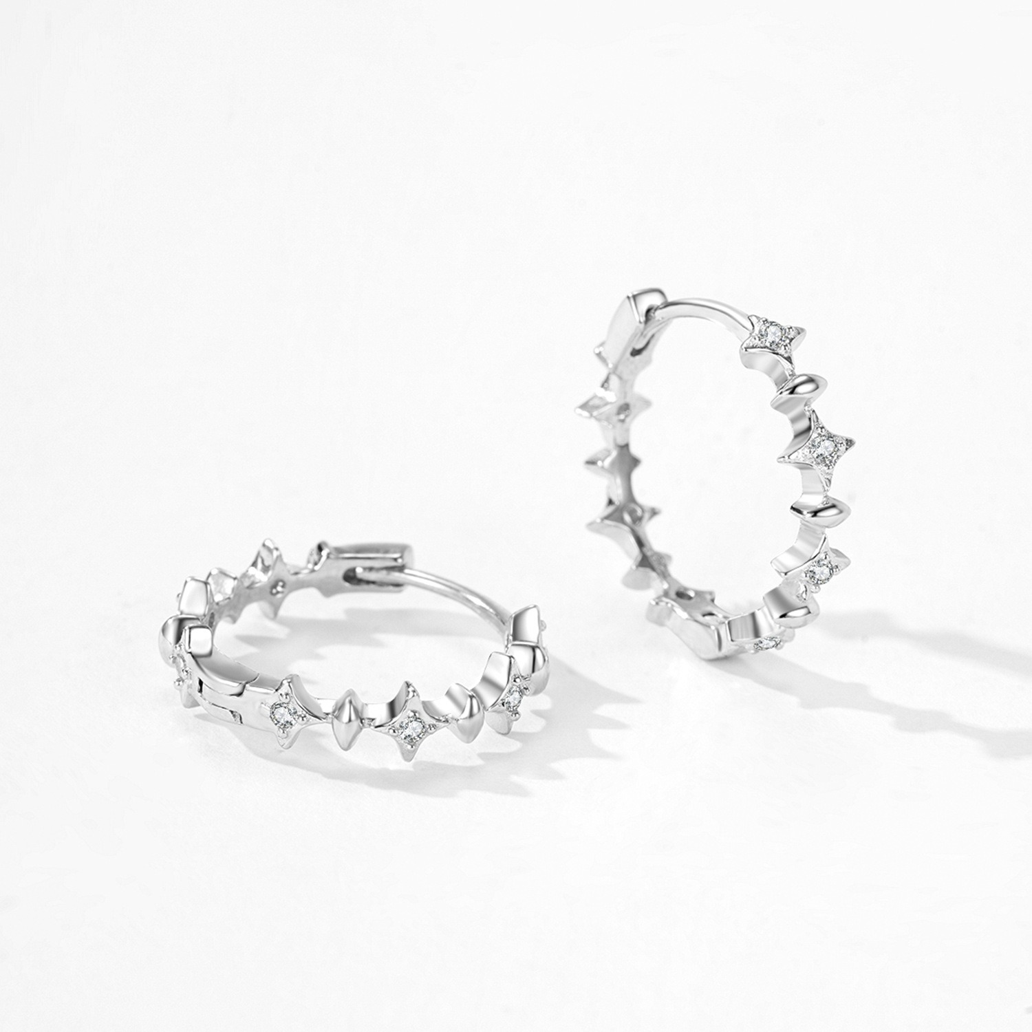 Sterling Silver Minimalist Tetraptera Star Earrings