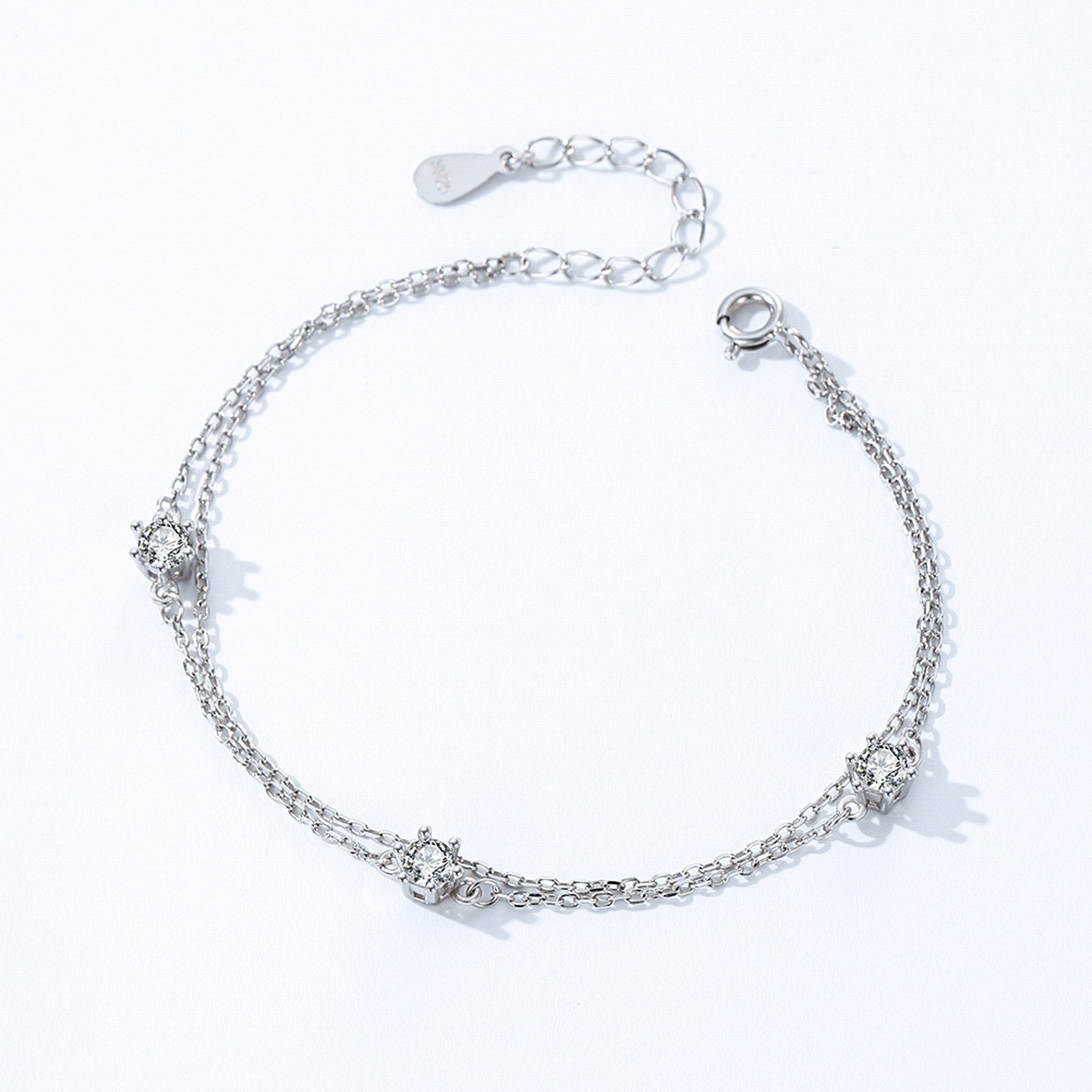 Light luxury diamond inlaid double-layer bracelet