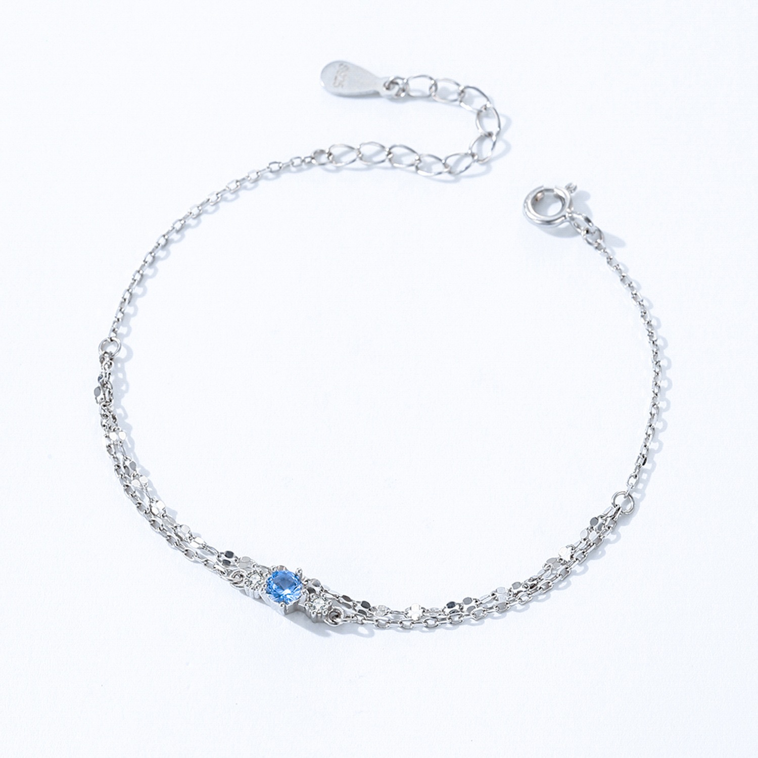 Ice blue round zircon bracelet
