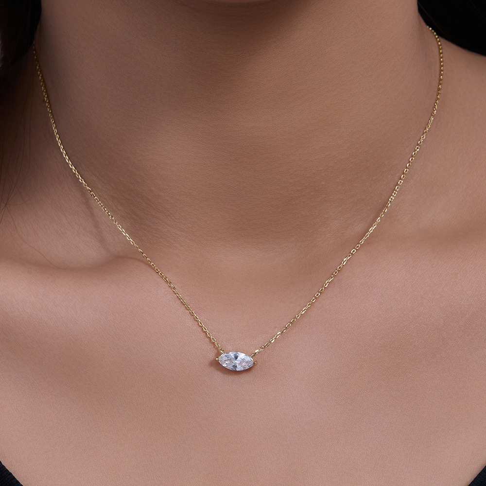 Sterling Silver Marquise shape Pendant Necklace