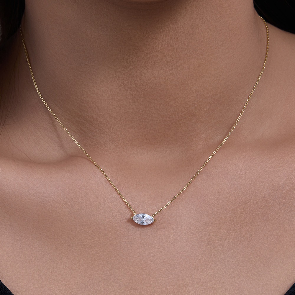 Sterling Silver Marquise shape Pendant Necklace