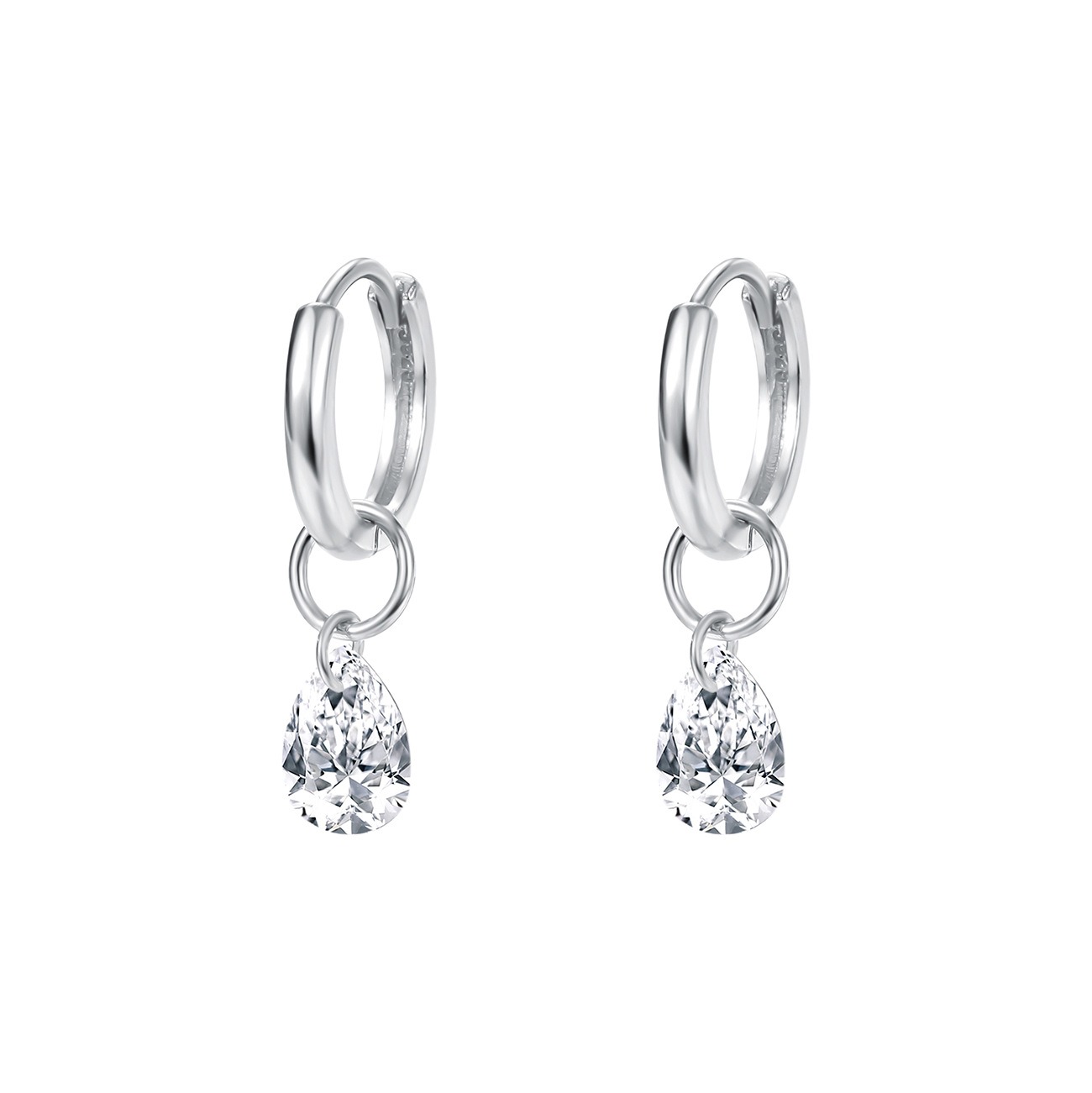 Sterling Silver Teardrop CZ Earrings