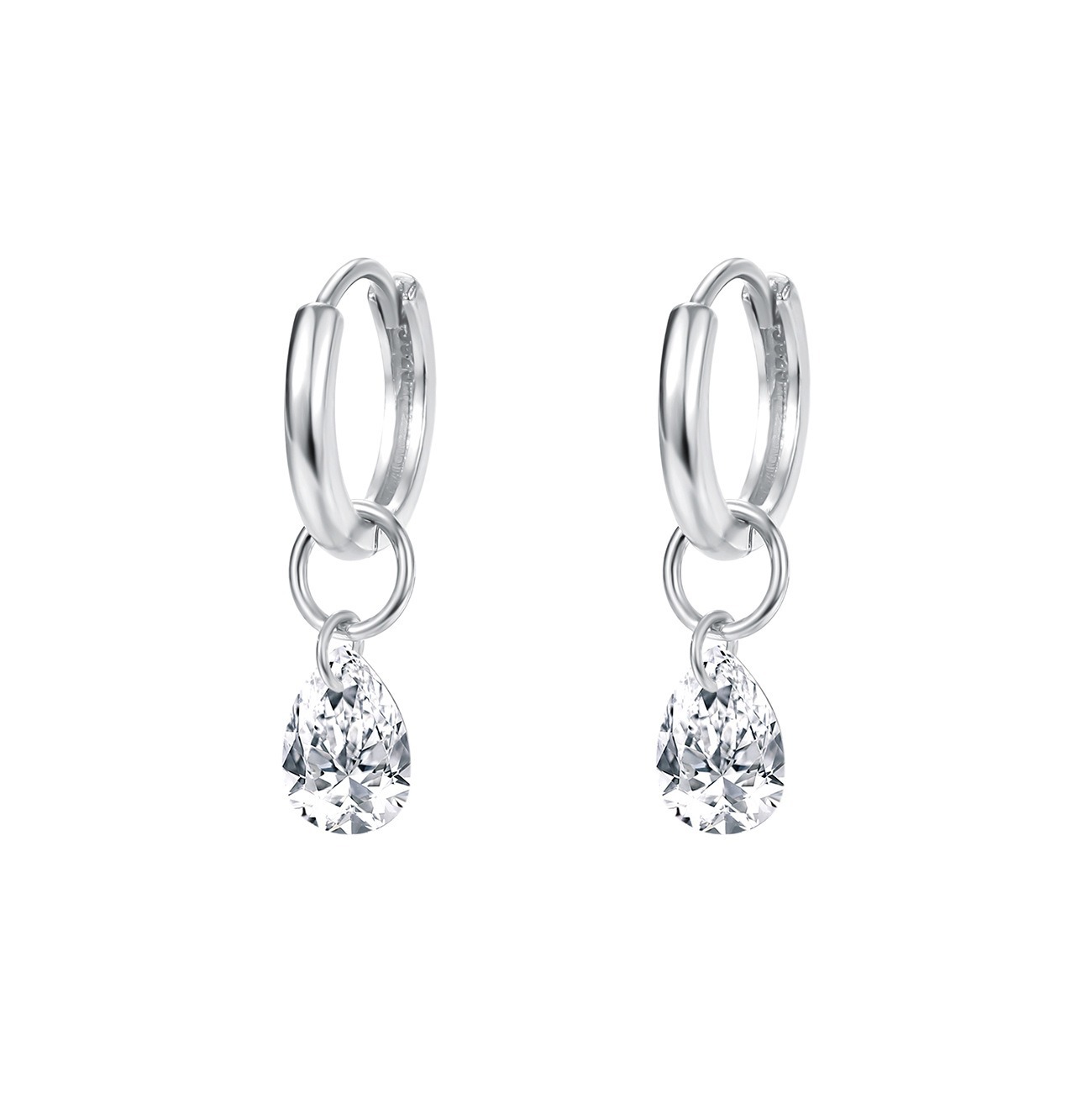 Sterling Silver Teardrop CZ Earrings