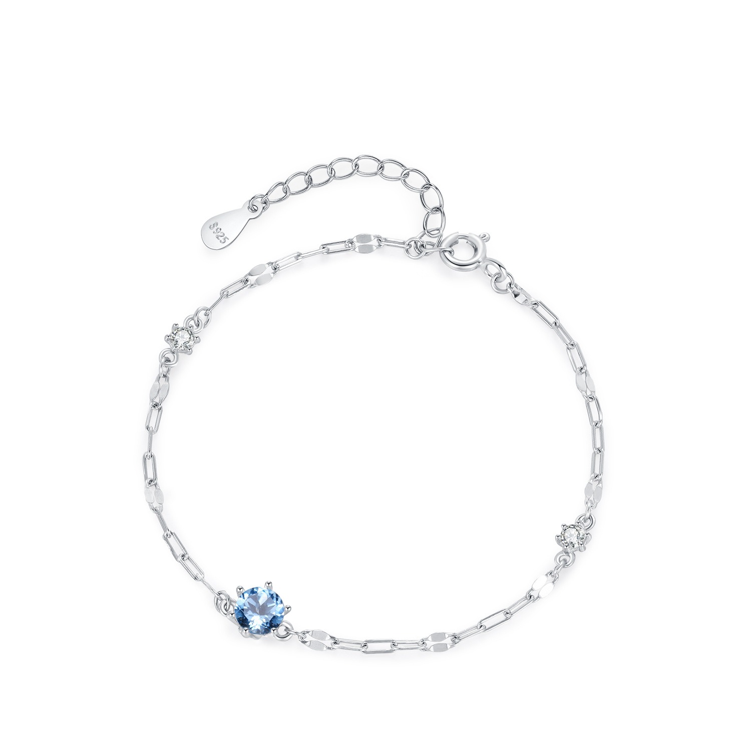 Square chain blue diamond bracelet