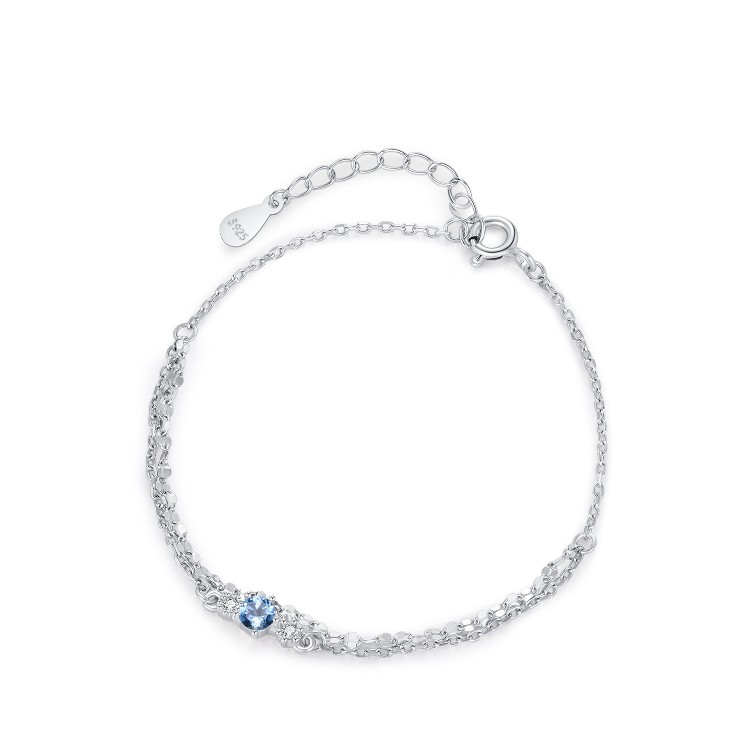 Ice blue round zircon bracelet
