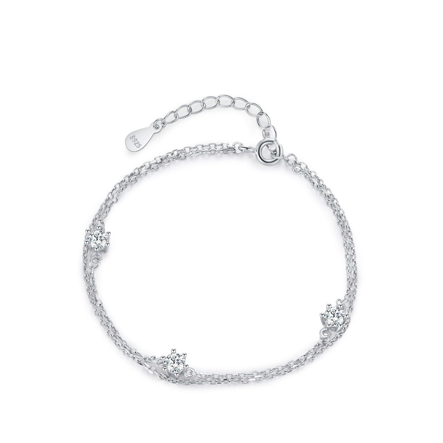 Light luxury diamond inlaid double-layer bracelet