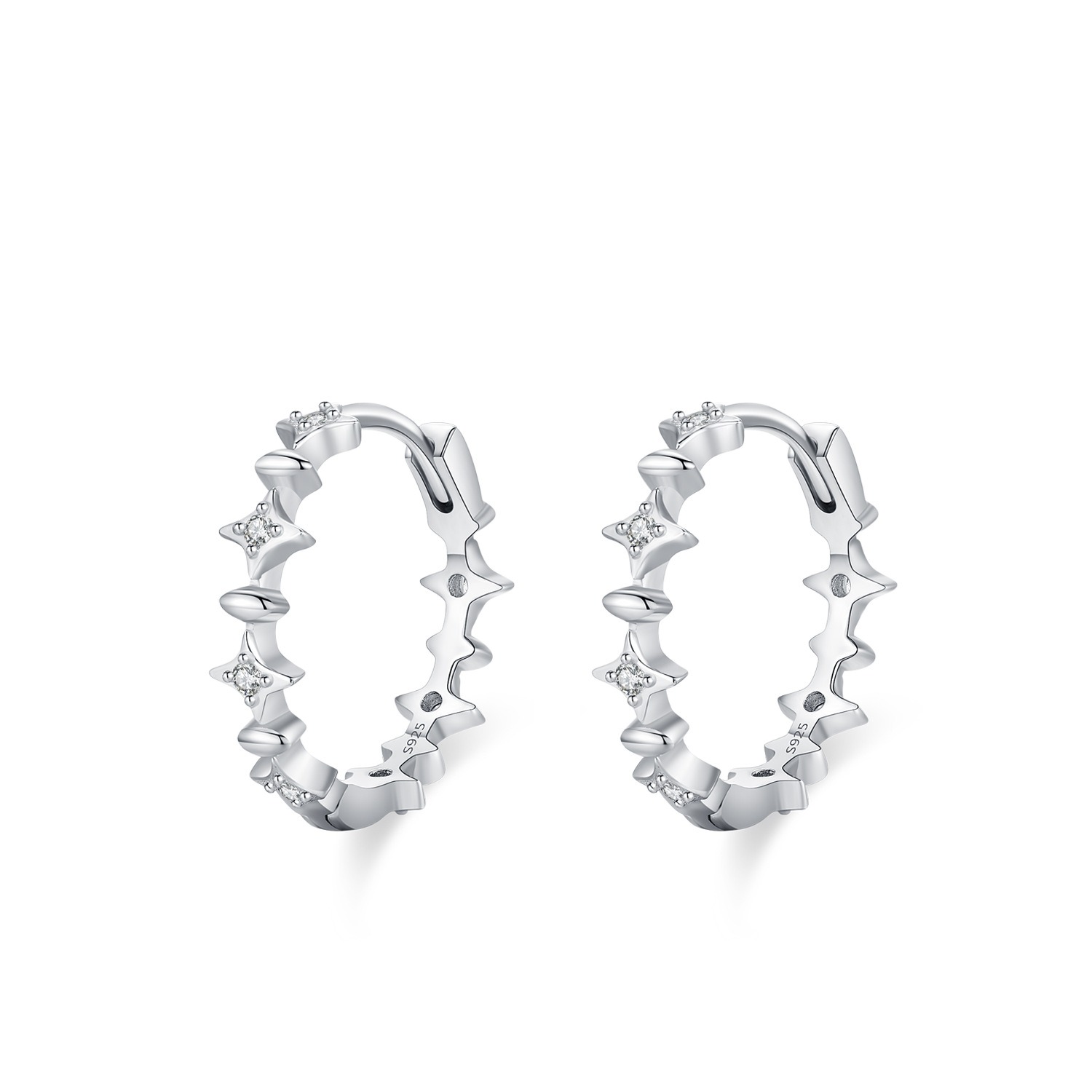 Sterling Silver Minimalist Tetraptera Star Earrings
