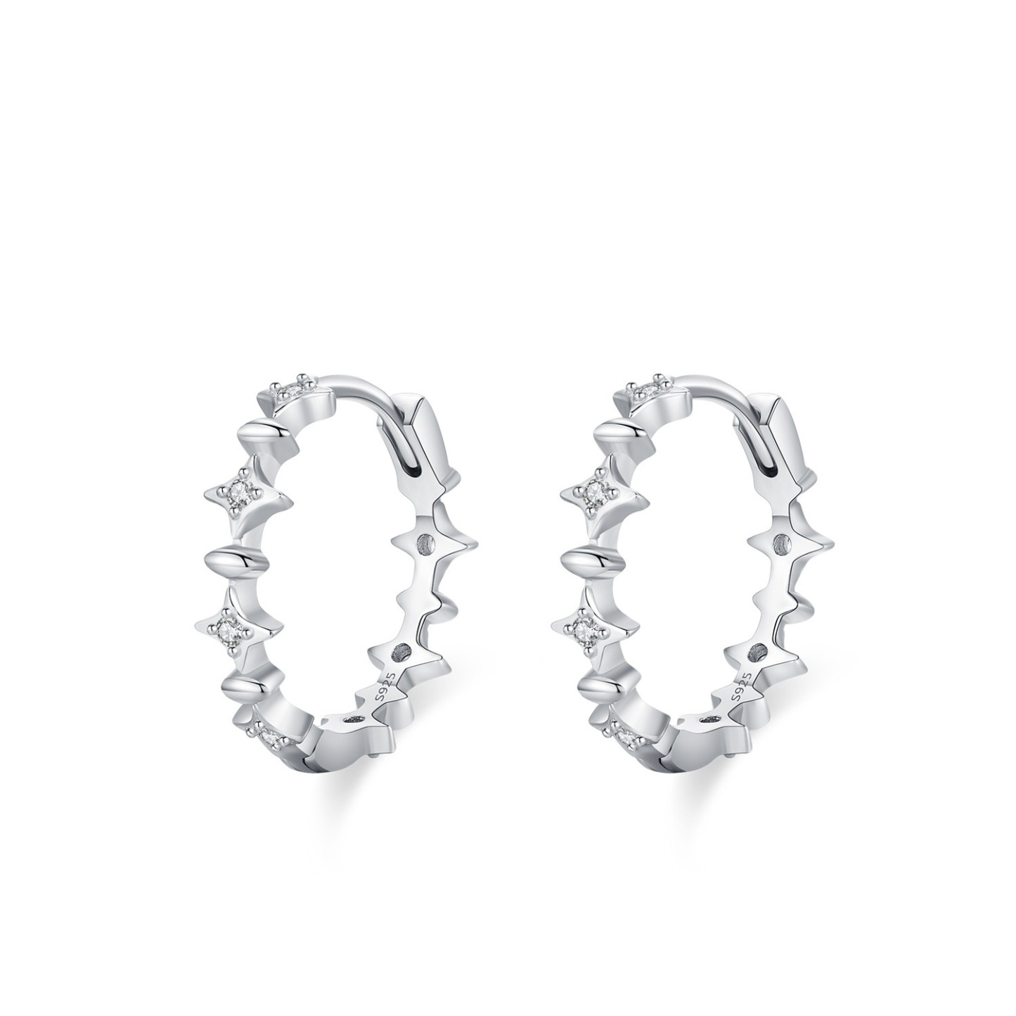 Sterling Silver Minimalist Tetraptera Star Earrings