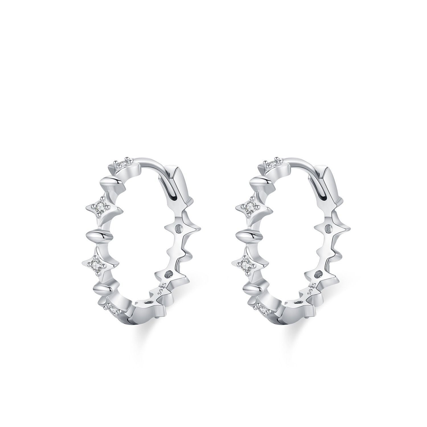 Sterling Silver Minimalist Tetraptera Star Earrings