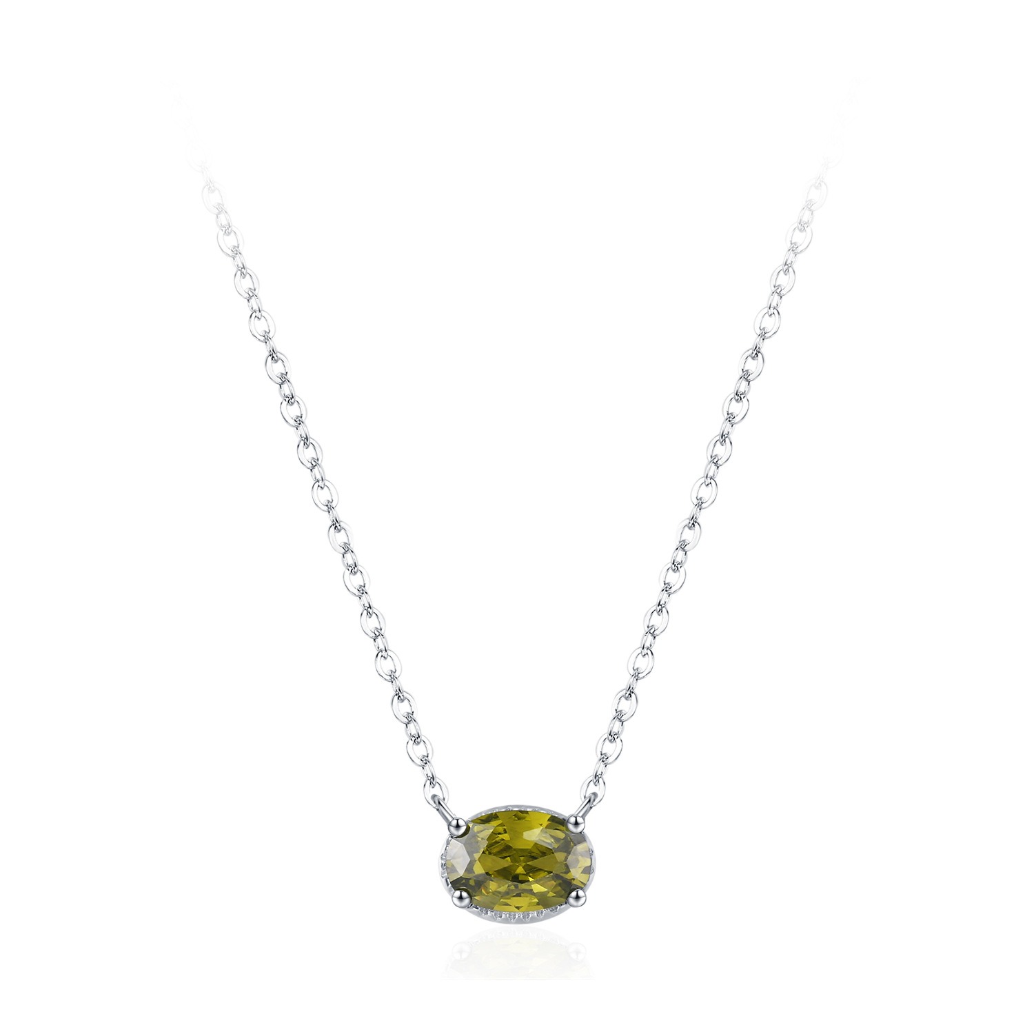 Sterling Silver Olive Oval Pendant Necklace