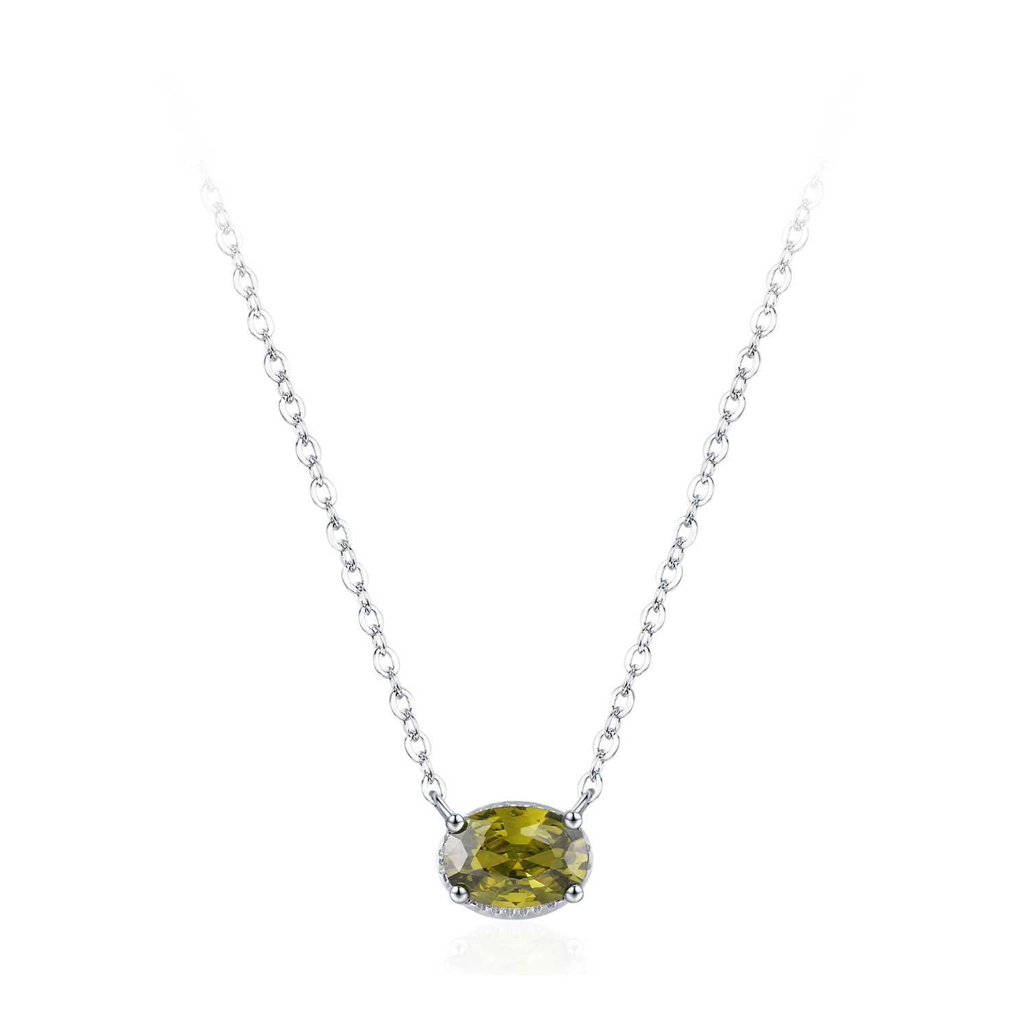 Sterling Silver Olive Oval Pendant Necklace
