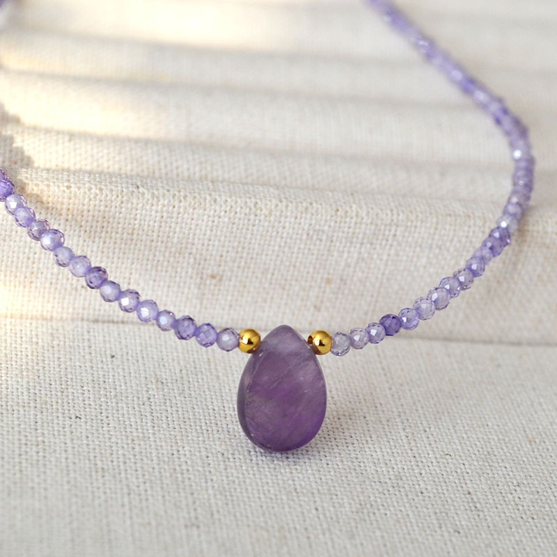 Beaded Teardrop Pendant Necklace