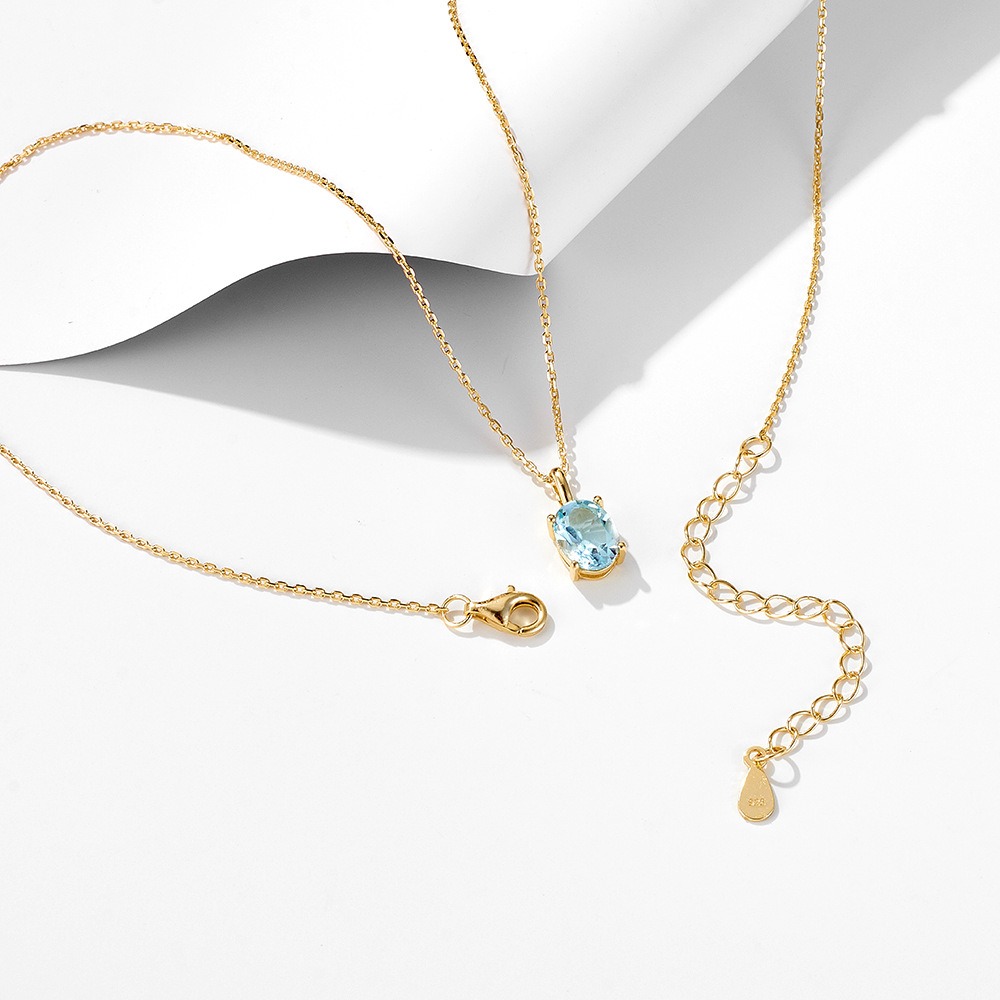 Sterling Silver Aquamarine Pendant Necklace for Women