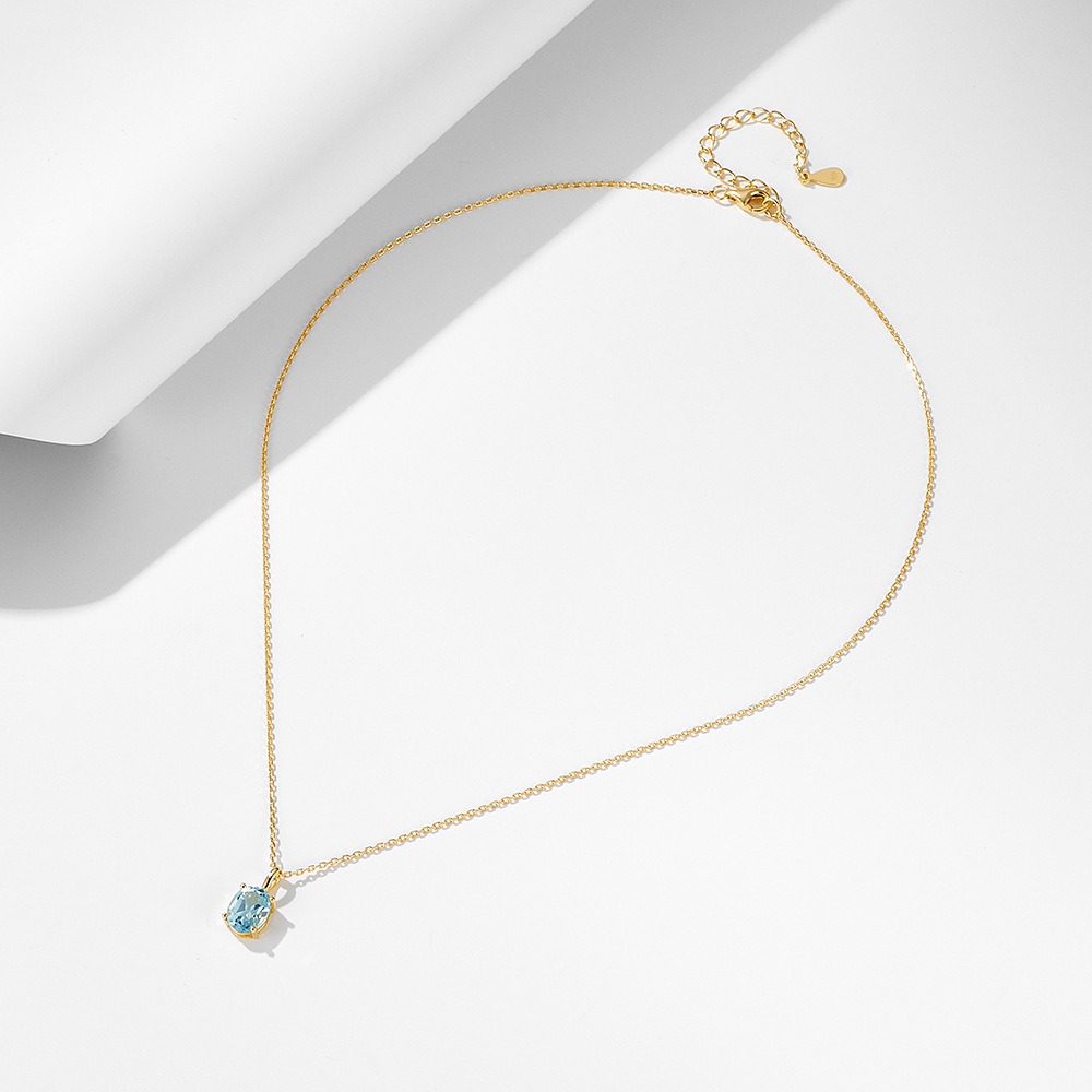 Sterling Silver Aquamarine Pendant Necklace for Women