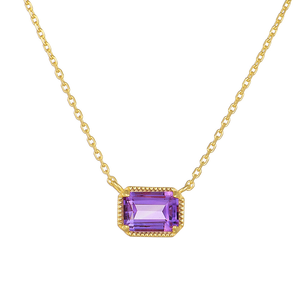 Gold Plated Sterling Silver Pendant Necklace in Purple