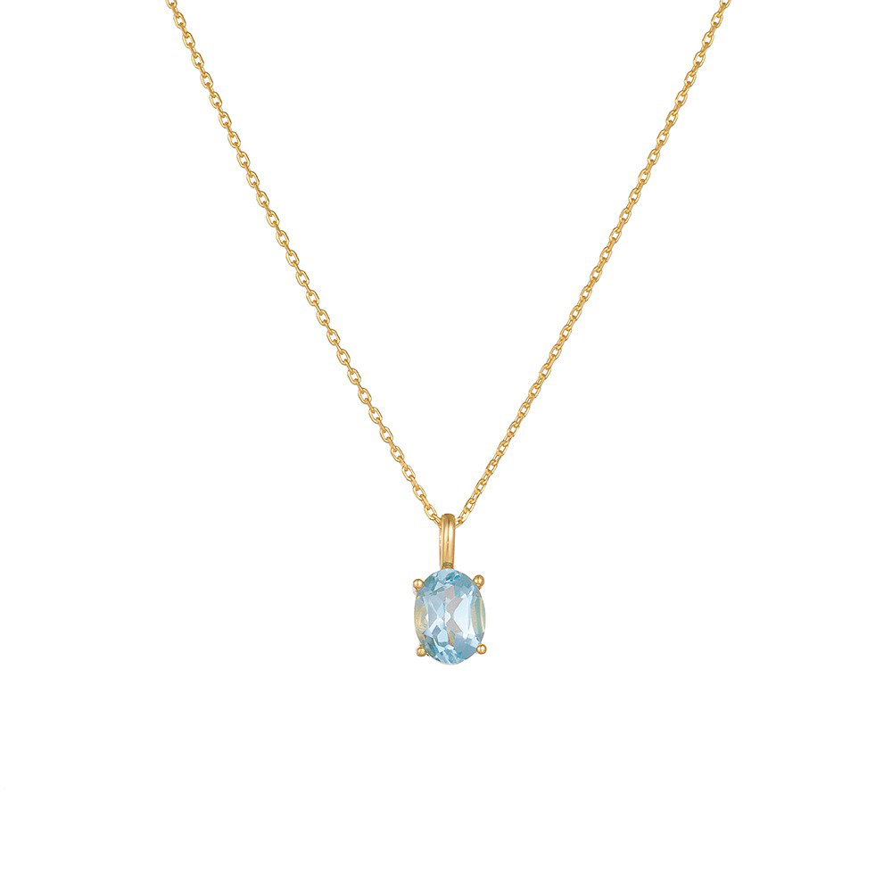 Sterling Silver Aquamarine Pendant Necklace for Women