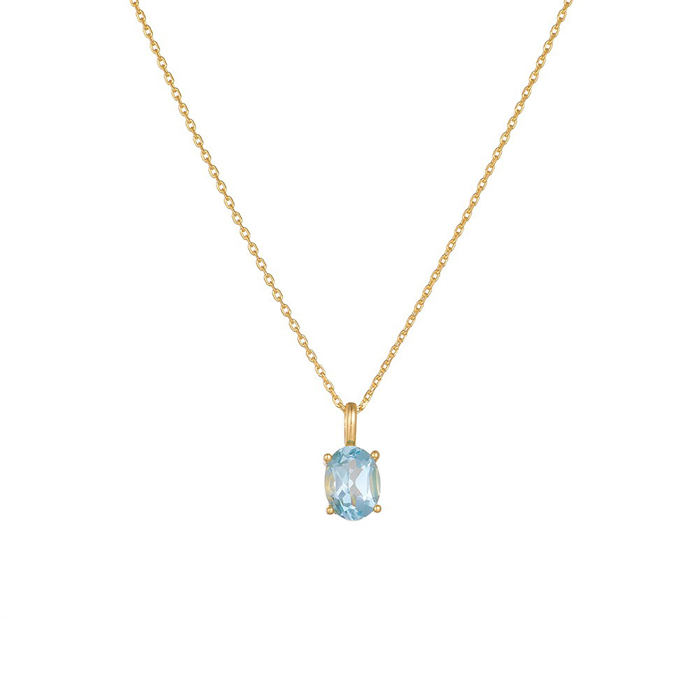 Sterling Silver Aquamarine Pendant Necklace for Women