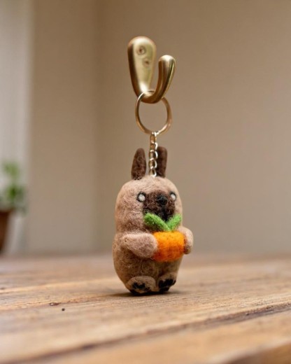 Cute Dog with Fruit Felted Keychain