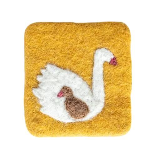 Elegant Swan Absorbent Wool Felted Coaster