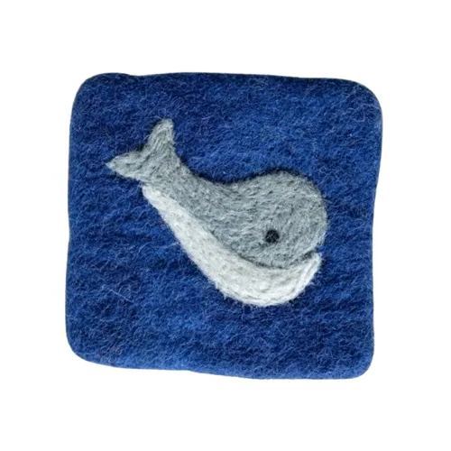 Blue Whale Pattern Absorbent Wool Felted Coaster