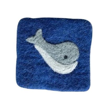 Blue Whale Pattern Absorbent Wool Felted Coaster